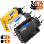 شاحن سريع GaN 240 واط 5 في 1 USB-C